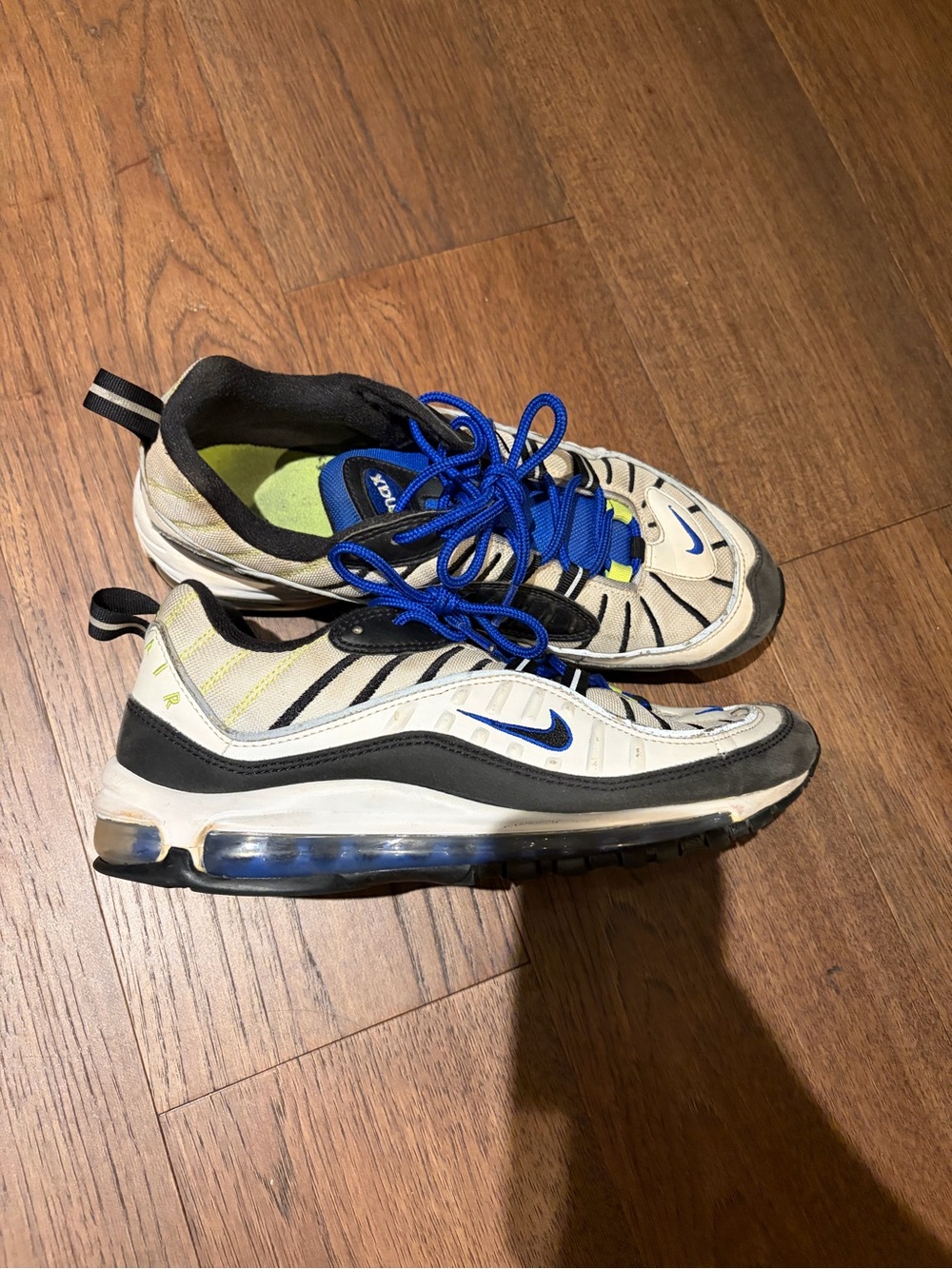 Nike Men’s Air Max 98 Sprite Sneakers - White, Black & Blue